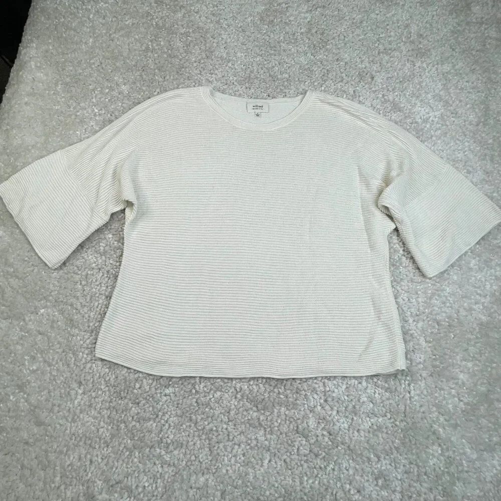 Wilfred Textured Linen Blend Sweater Ivory Cream